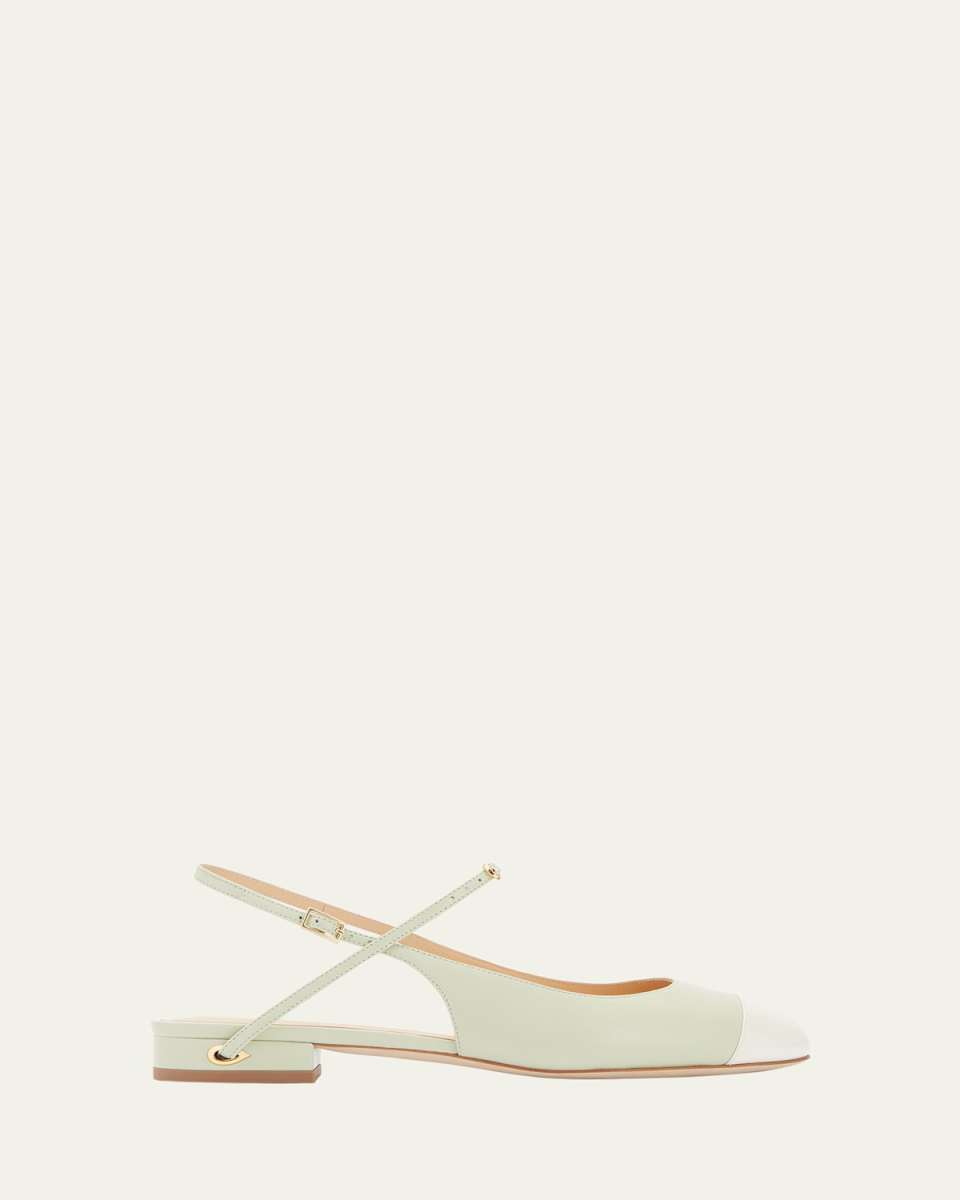 Mattia Bicolor Leather Slingback Ballerina Flats